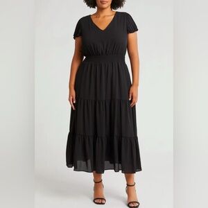 NWT size 14 Nanette Lepore Short Sleeve Tiered Chiffon Maxi Dress